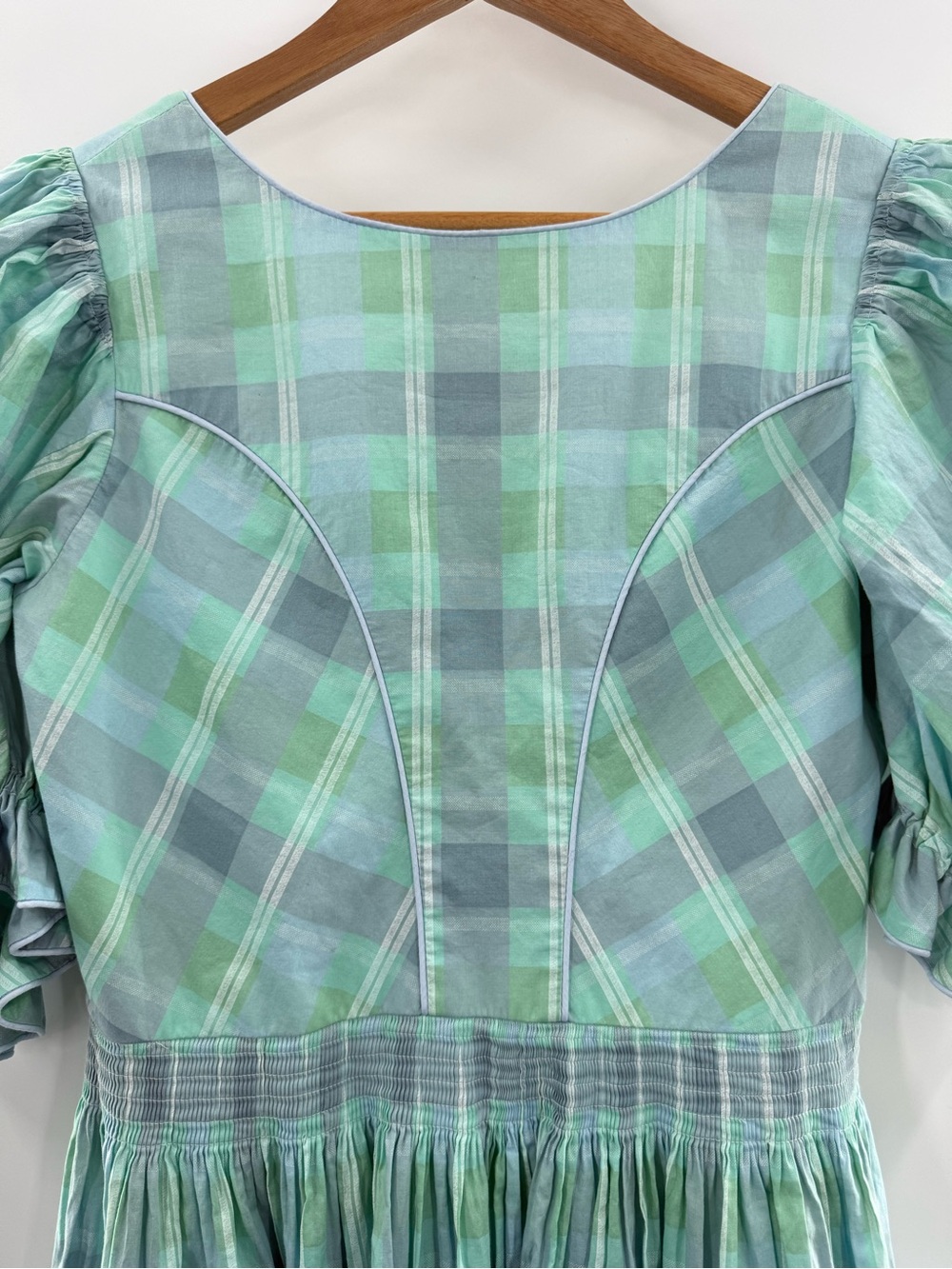 Vintage Linnartz Austrian Folk Cotton Prairie Peasant Midi Dress Puff Sleeve Med - Picture 8 of 14